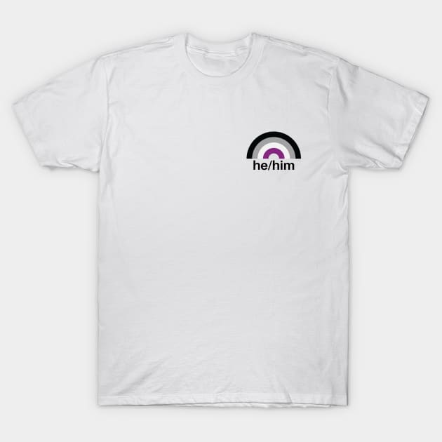 He/Him Pronouns Asexual Rainbow T-Shirt by lavenderhearts